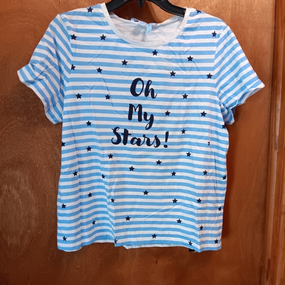 Draper James Blue & White Striped "Oh My Stars!" Tee